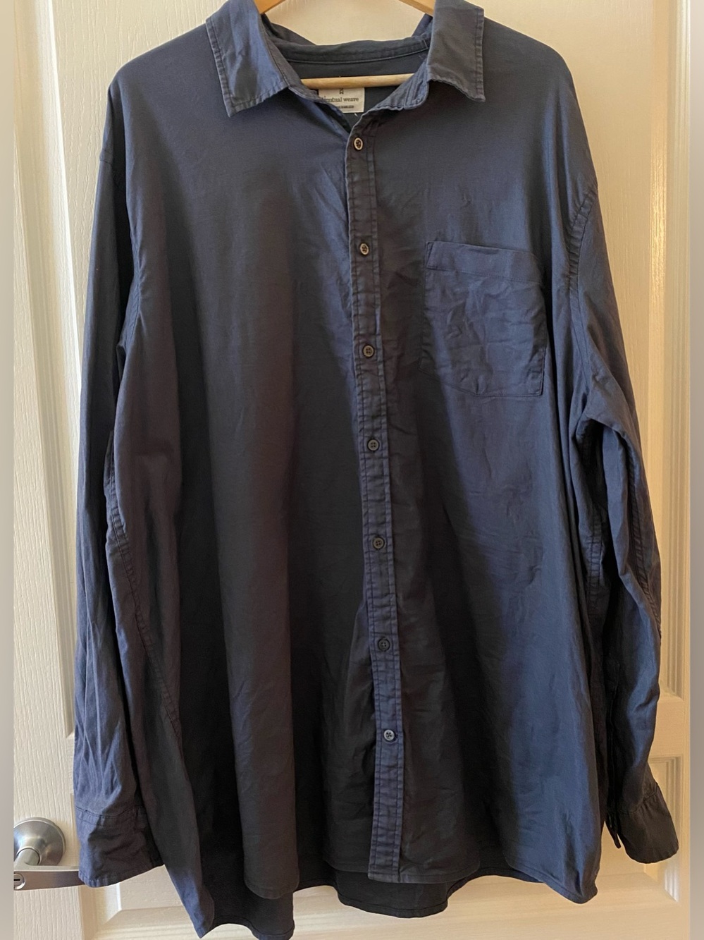 MUTUAL WEAVE Men’s Button Down Collared Cotton-Blend Shirt in Blue - 2XLT